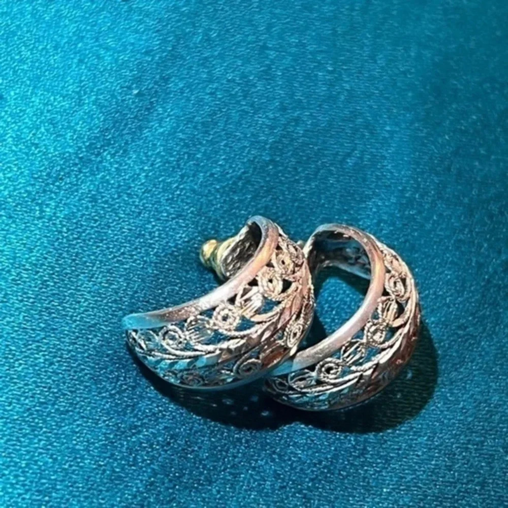 Sterling Silver Half Cuff Earrings